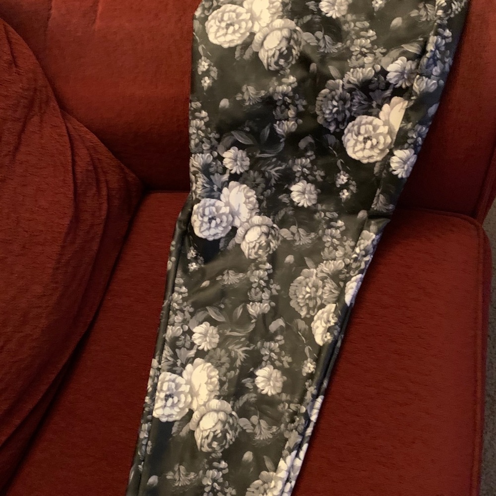 Floral faux leather leggings